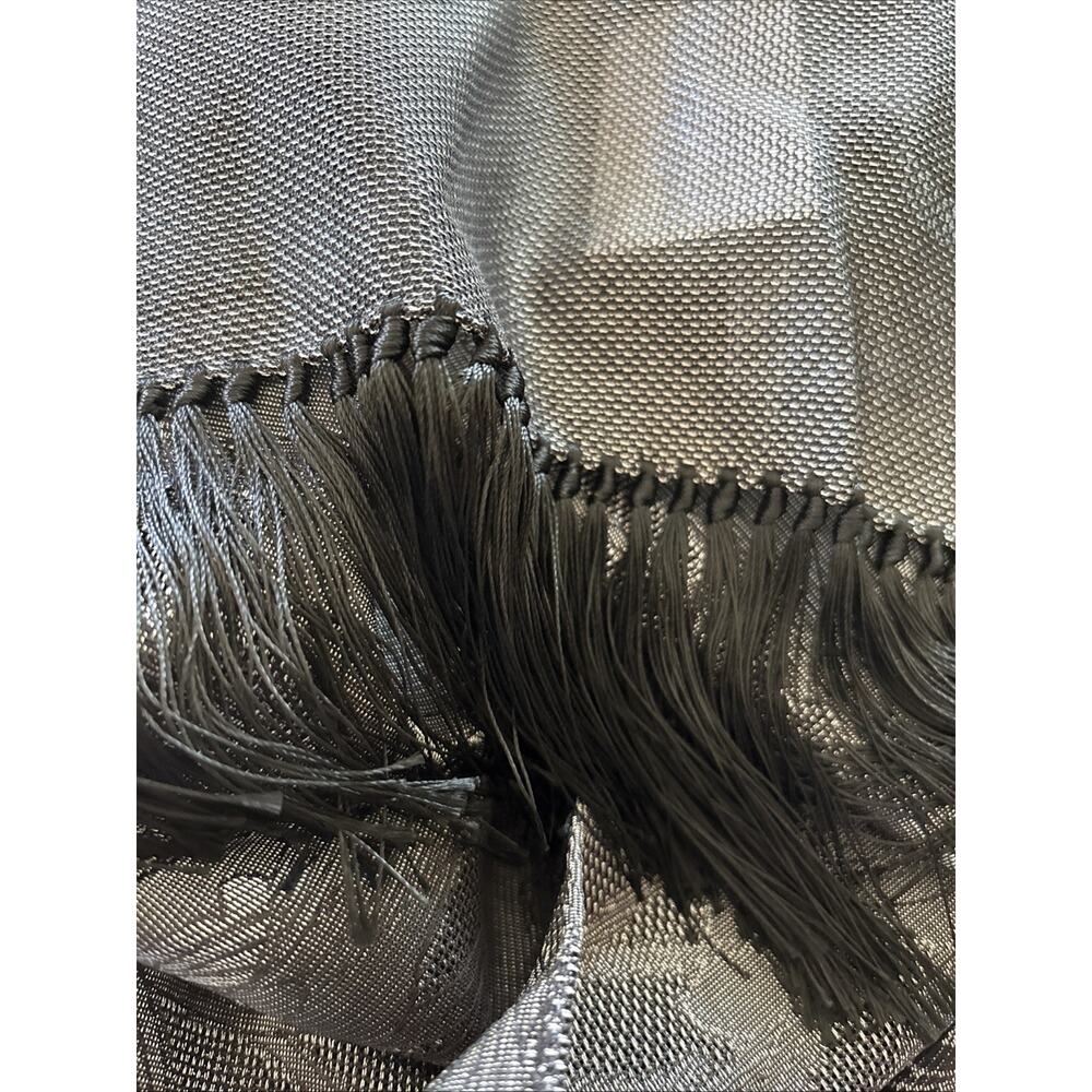 Salvatore Ferragamo Scarf Shawl Wrap Head Covering Black silver silk blend 80X26 - Picture 12 of 15